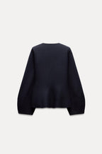 BELTED BLAZER WITH SHOULDER PADS