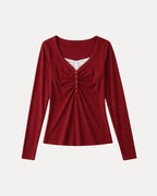 Ruched Henley Top