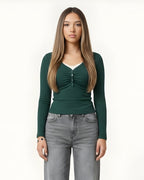 Ruched Henley Top
