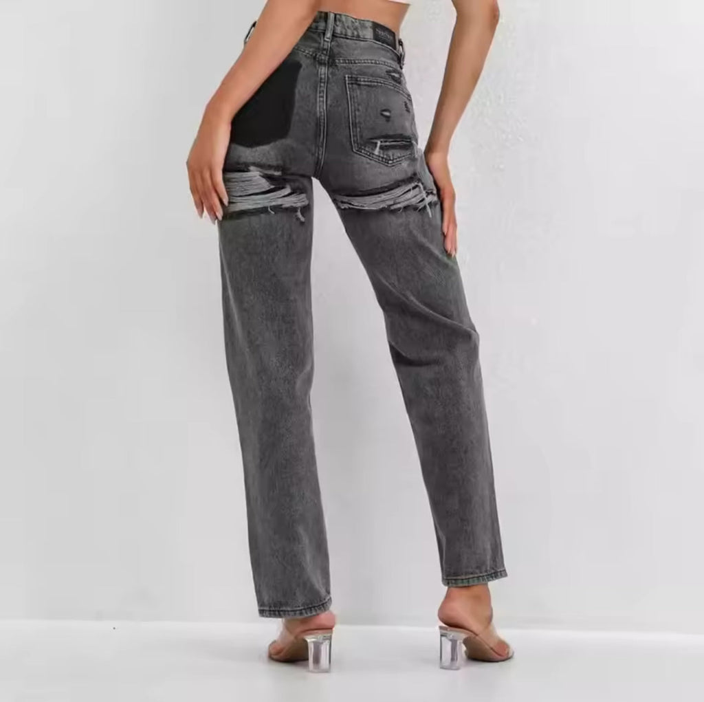 Ripped Straight Leg jeans
