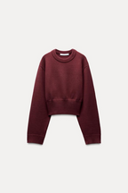 Cropped Knit Sweater with Wide Sleeves