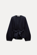 BELTED BLAZER WITH SHOULDER PADS
